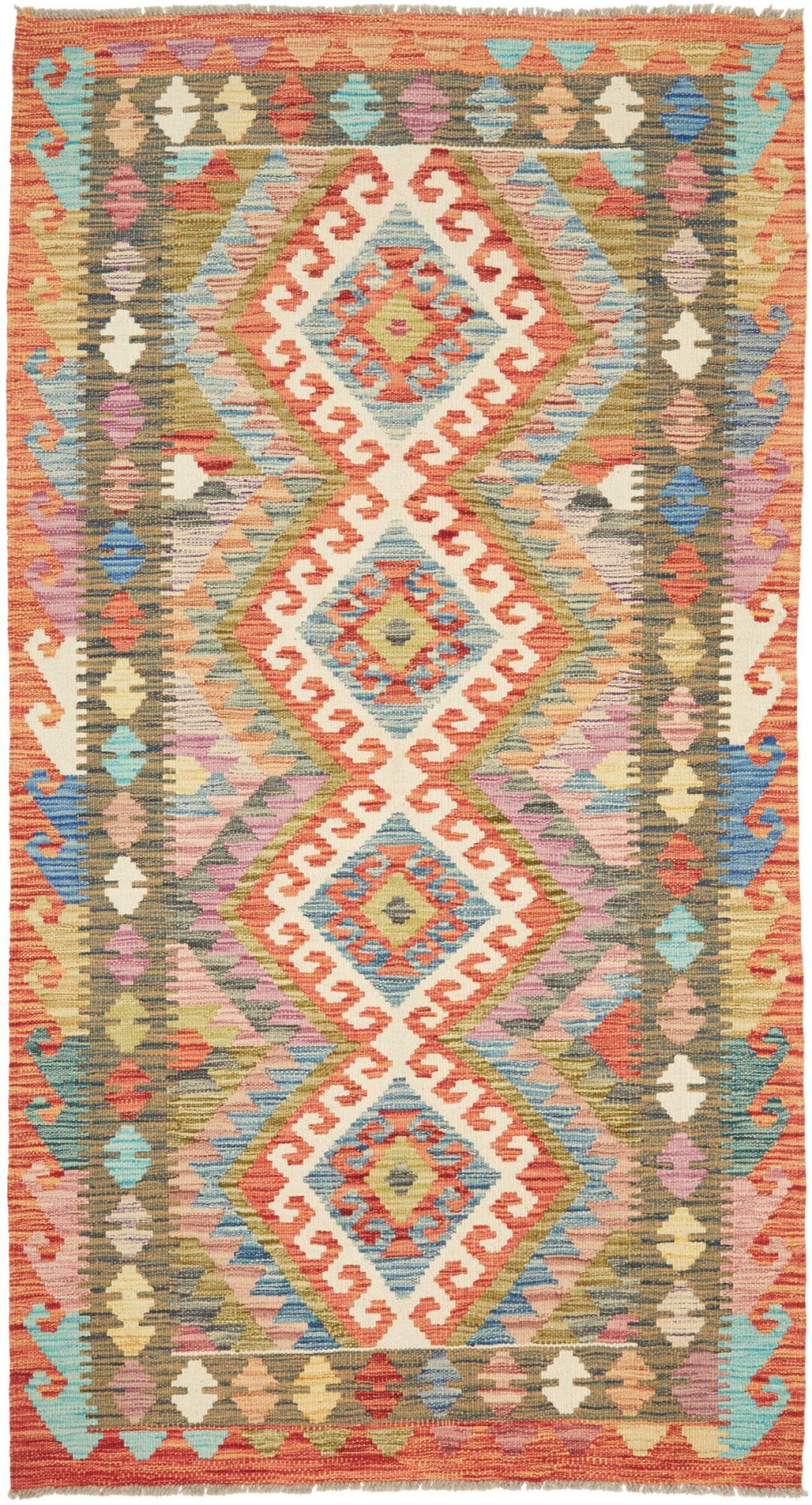 Tapis d'Orient Kilim fait main en pure laine afghane 107x196