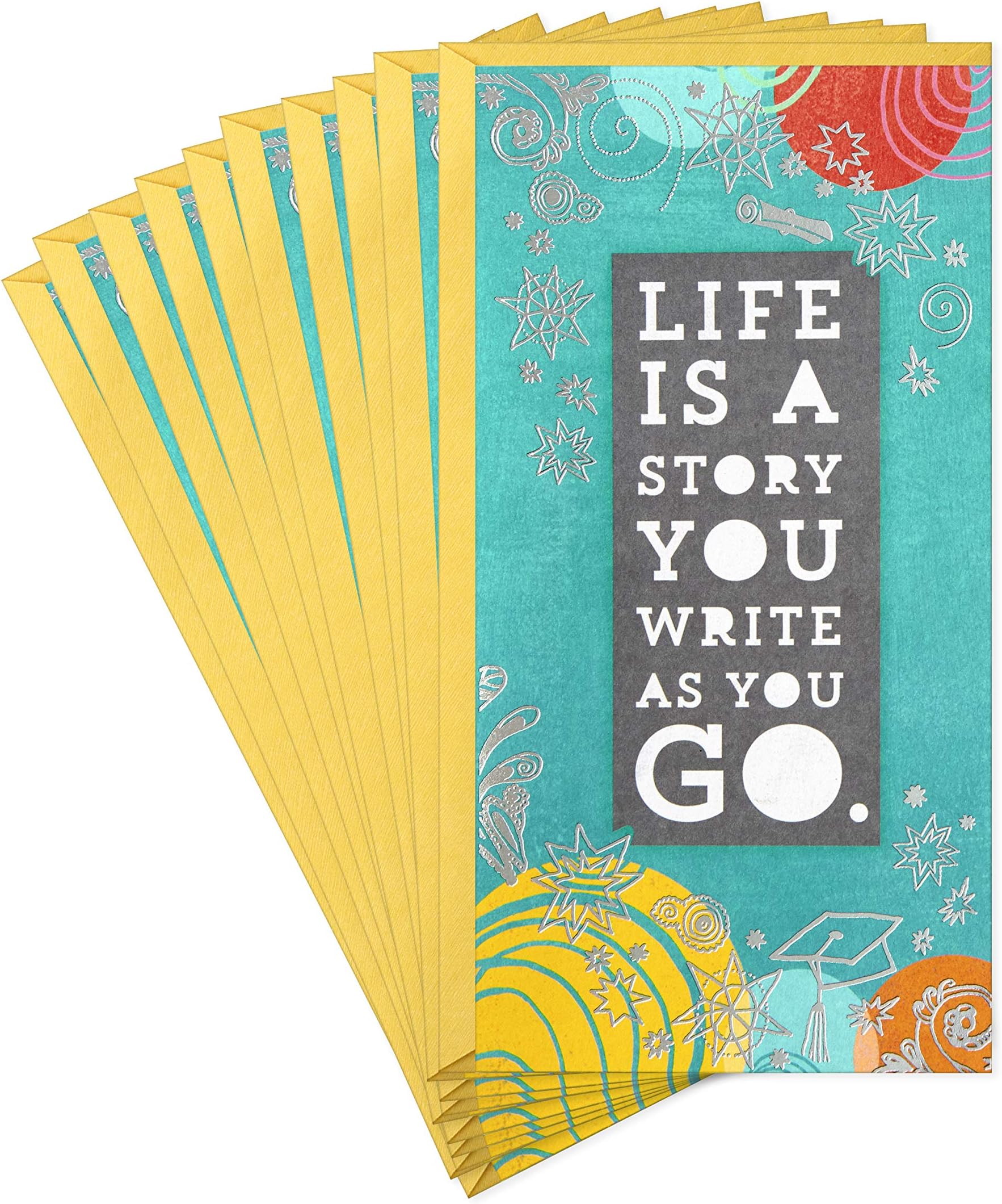 Hallmark Graduation Card Money Holders or Gift Card Holders, Life is a Story (10 Cards with Envelopes)