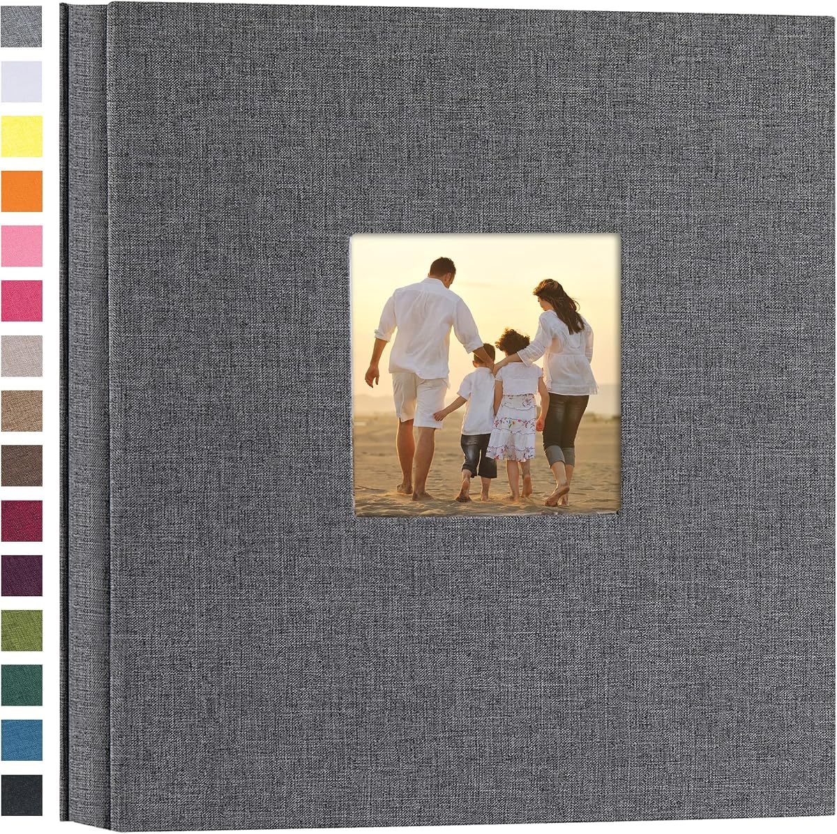 potricher Photo Album 4x6 Pictures, 600 Pockets, Linen Cover, Gray | Linen Cover, Front Window, Large Capacity 4x6 Picture Albums, Photo Book for Family, Wedding, Anniversary, Baby, Keepsake