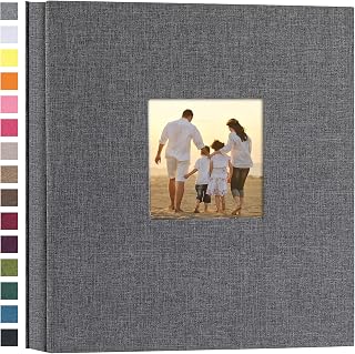 Potricher Linen Hardcover Photo Album 4x6 600 Photos - Large Capacity Gray Bookshelf Album for Weddings Babies Vacations
