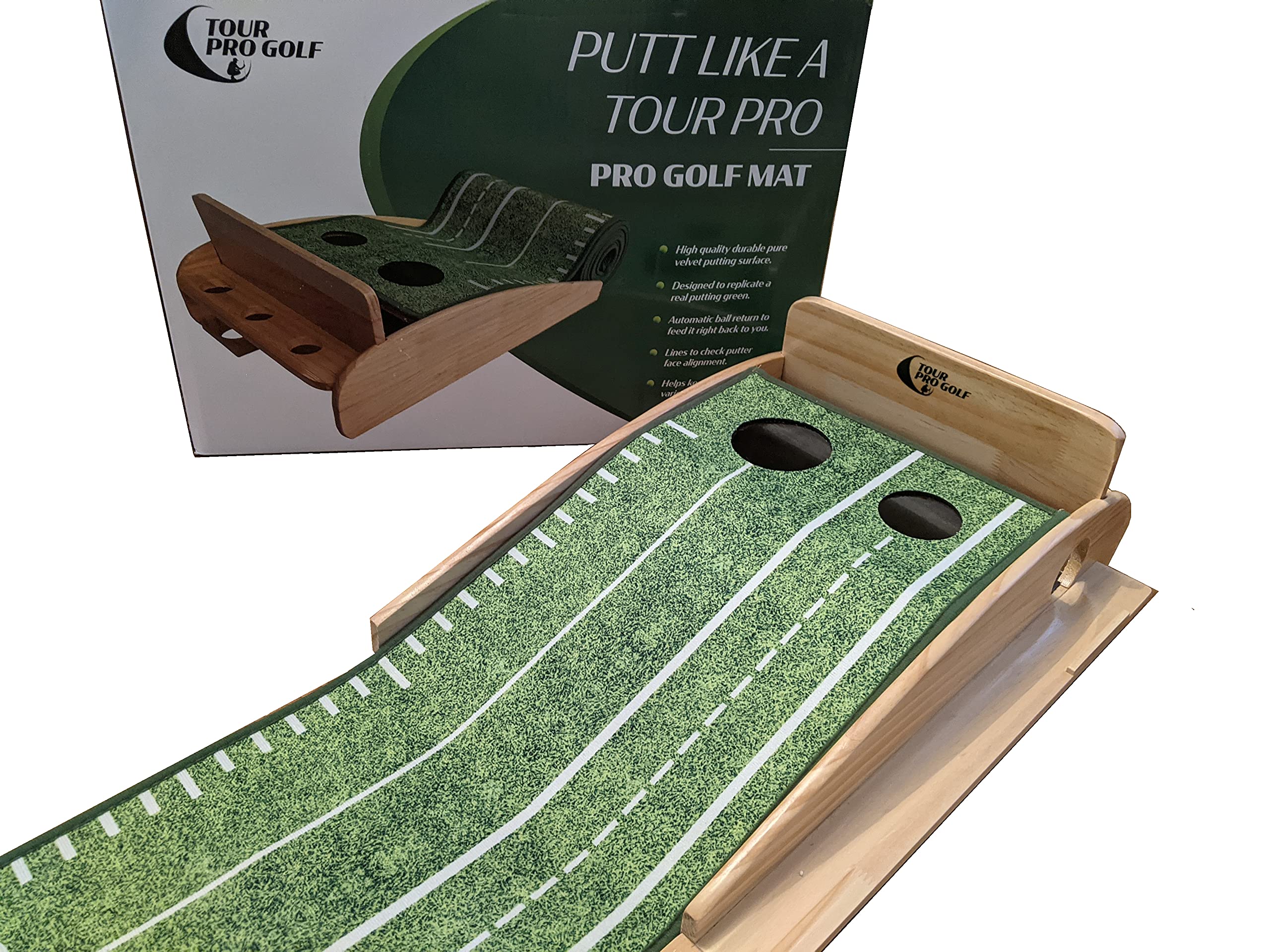Putting Mat Premium Crystal Velvet Putting Mat Training Aid 2 Holes and a Ball Return Perfect to Practice Putting Hole More Putts on the Course a Great Golf Gift