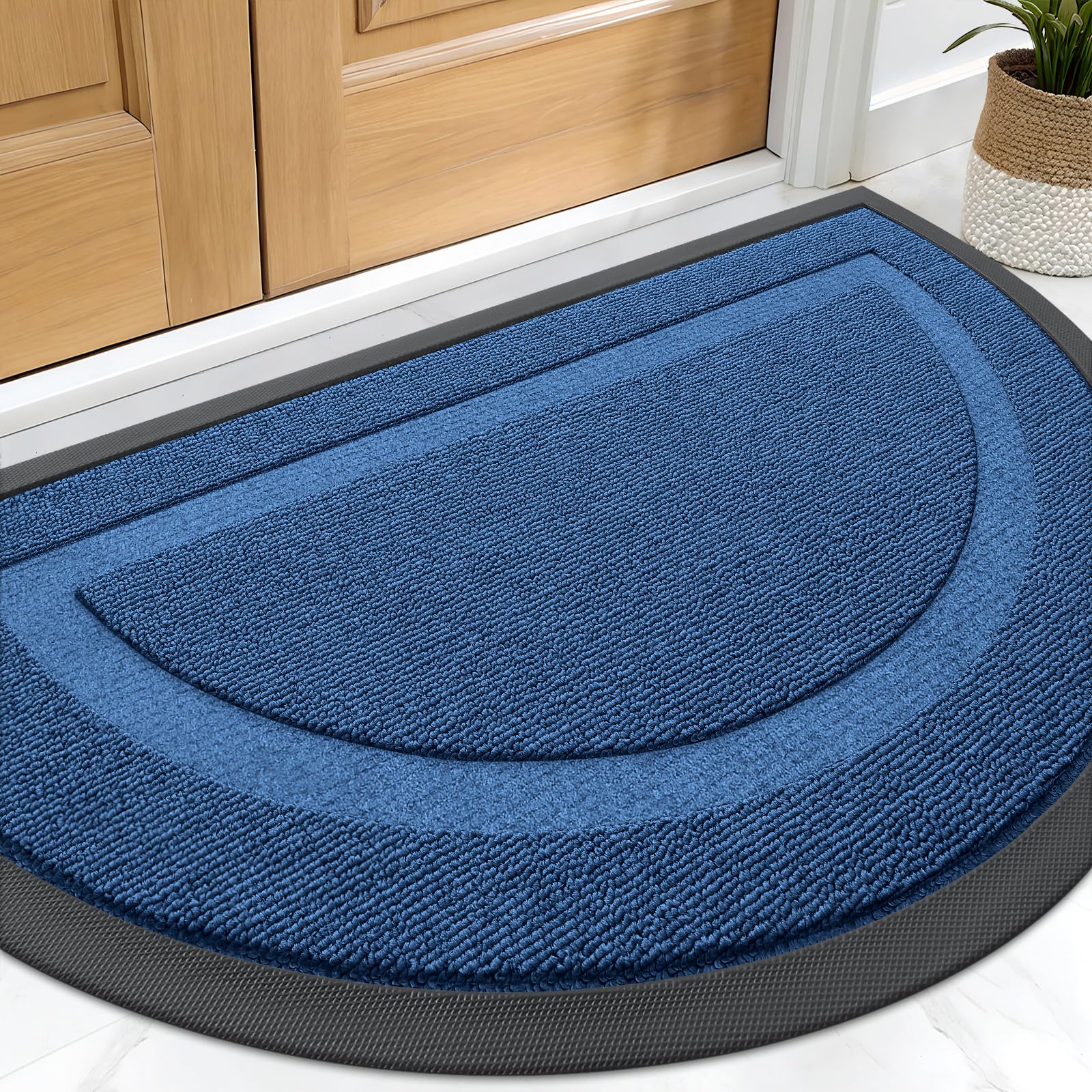 OLANLY Half Circle Front Door Mat Outside 71x23 All-Season Rubber Doormat