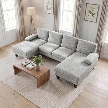 JUMMICO U Shaped Sectional Couches for Living Room, Loop Yarn