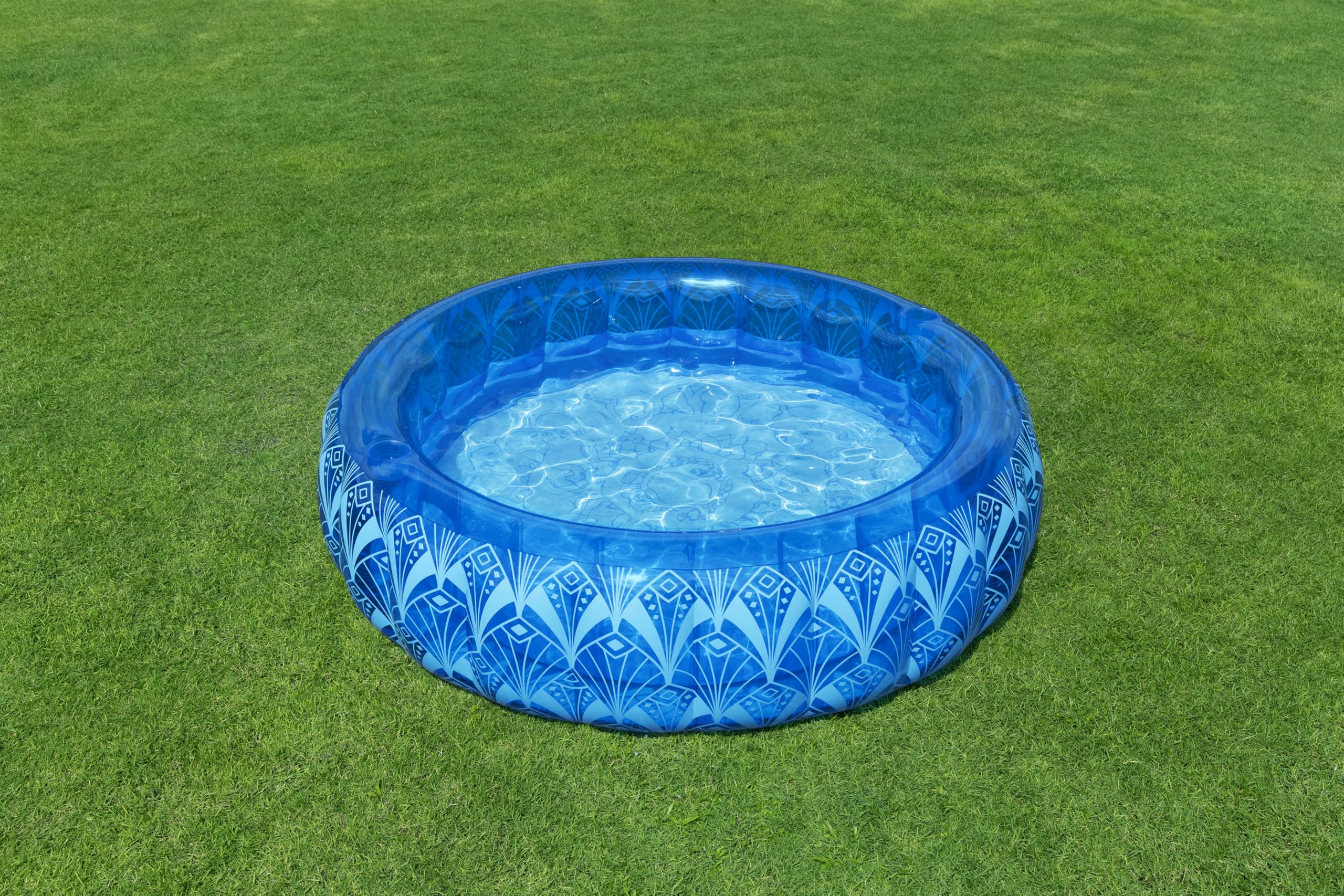 Bestway Family Pool Bohème, Ø 168 x 53 cm, 401 Liter, PVC, I-Beam-Konstruktion, Böhmisches Design, 2 Getränkehalter, Extrabreite Seitenwände, Schnellverschlussventil, Ab 6 Jahren