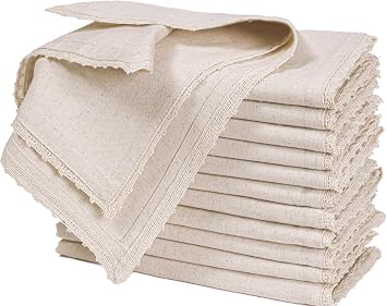 Bedding Craft Linen Cloth Napkins with Lace, 18x18, Set of 12