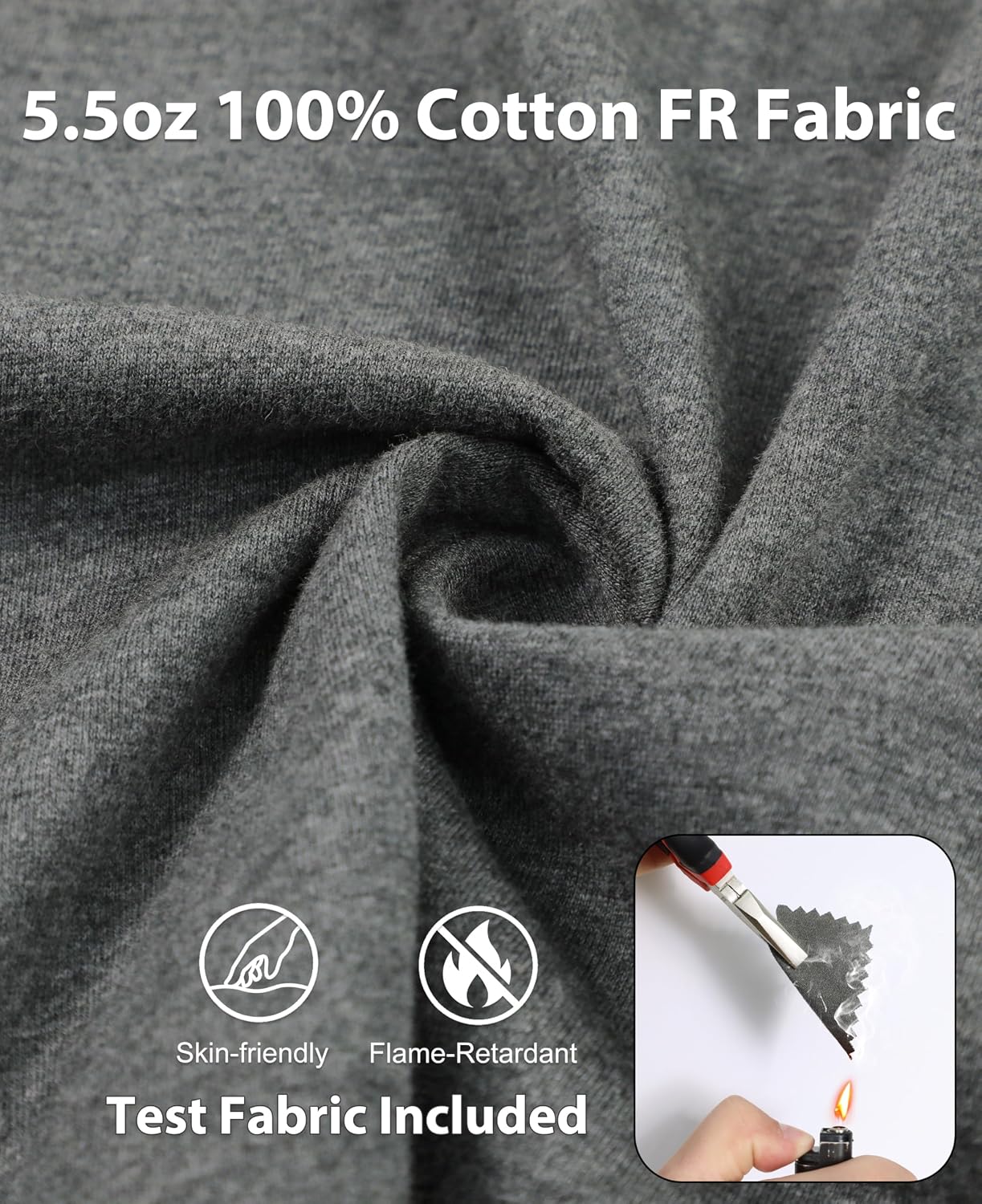 KONRECO FR Shirts for Summer 5.5oz 100% Cotton Henley Shirt CAT2 NFPA2112 | Flame Resistant Durable Workwear | Wrinkle-free,Lightweight,Construction & Industrial Protective Gear