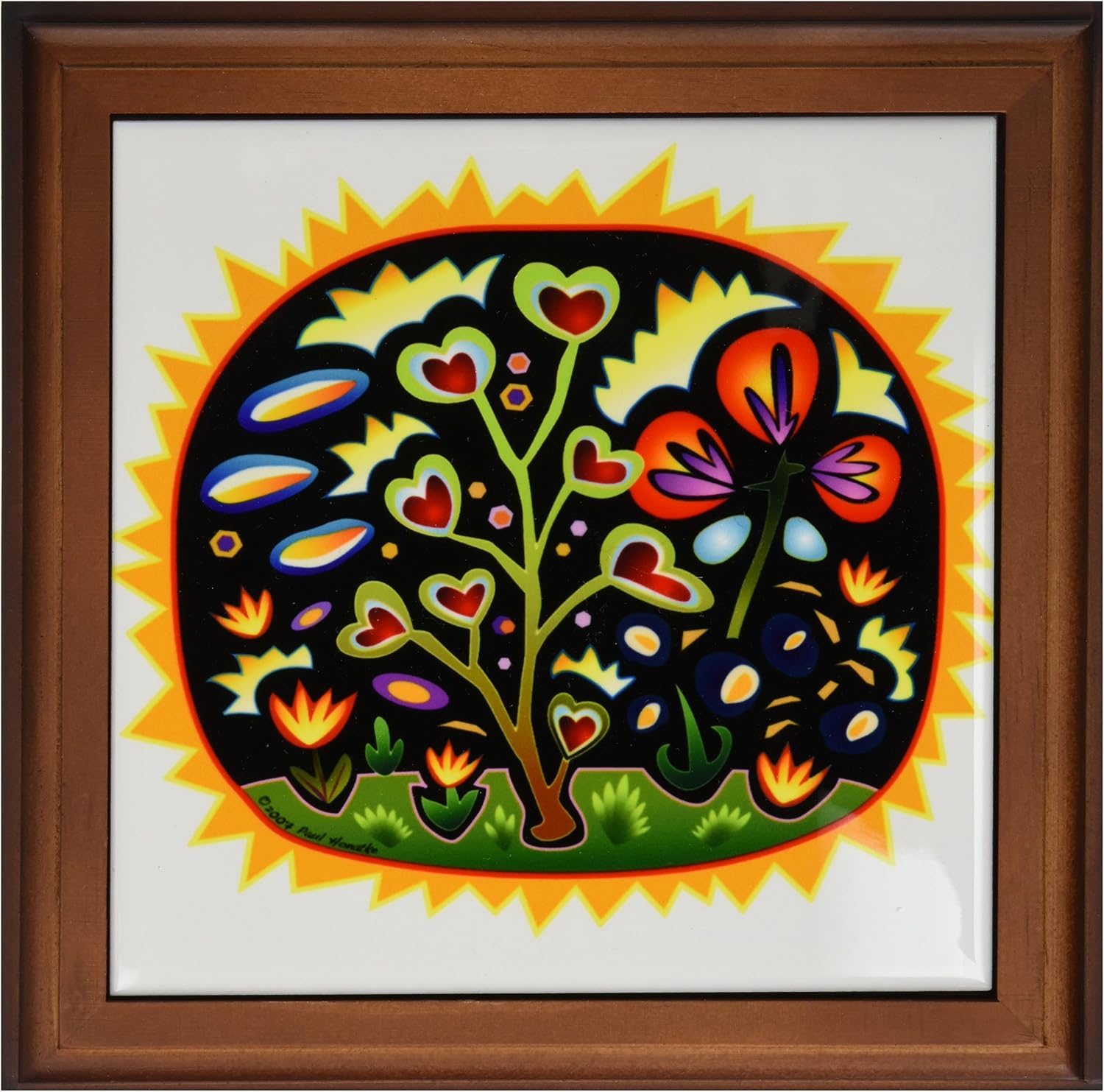 3dRose ft_21144_1 Funky Garden Framed Tile, 8 by 8-Inch