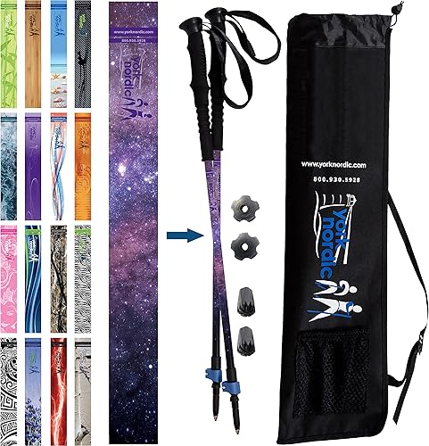 Miniatura 9 de York Nordic Bastones de senderismo y senderismo  Puños de espuma con correa nórdica  Ligeros, ajustables e ideales para el equilibrio  2 piezas con
