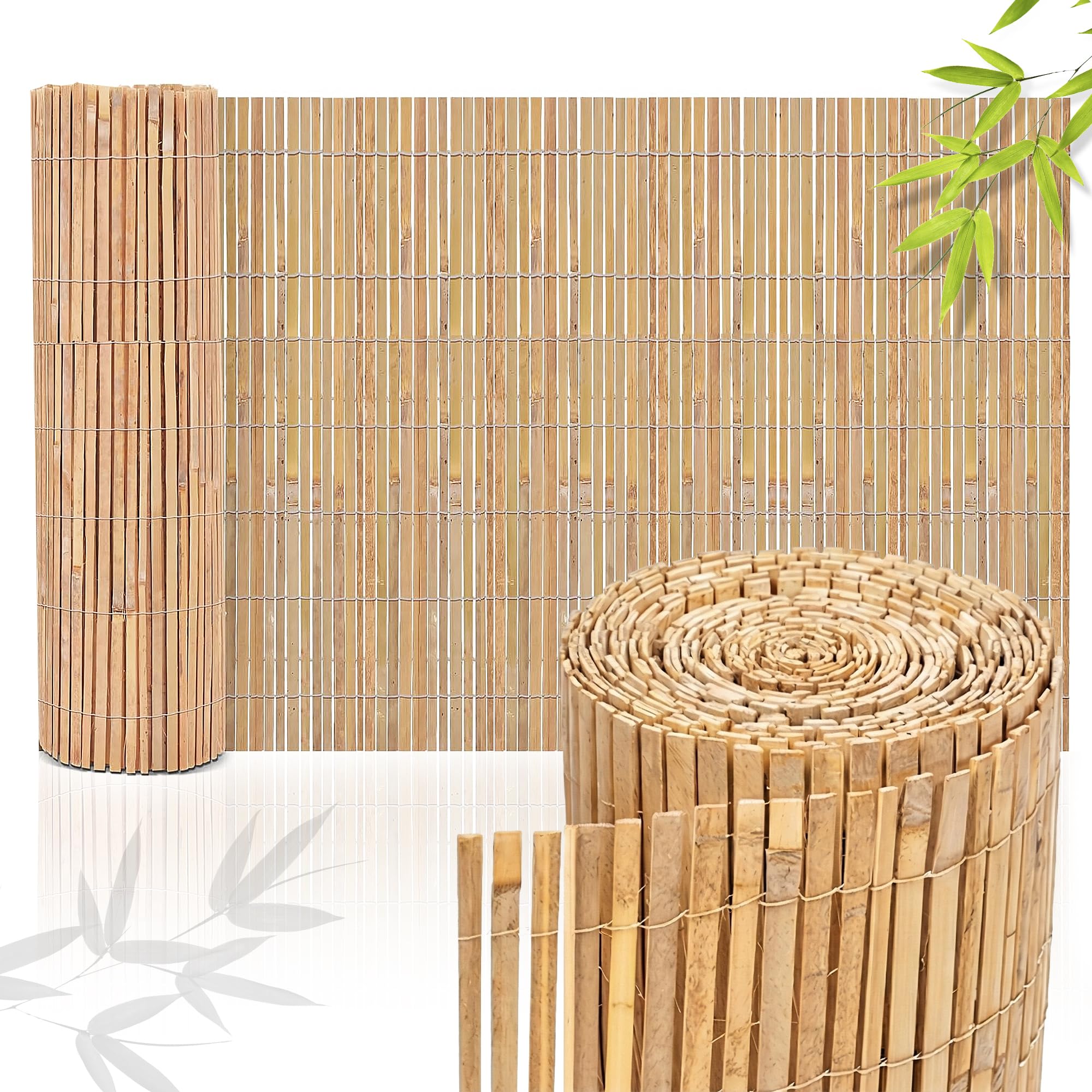 Natural Garden Screening - Outdoor Privacy Slat Bamboo Fence Screening - Suitable Choice for Bamboo Screening Provide an Instant Solution for Wind and Sun Protection, Garden Privacy Screen (1m x 4m)
