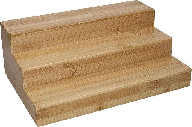 Copco Bamboo COP3TIERBAM Three Tier Cupboard Shelf Organiser, Display Boxed, Wood, Brown