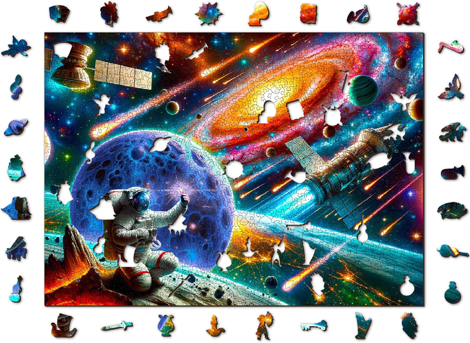 WOODEN.CITY Cosmic Exploration Wooden Space Puzzle 1000 Piece - 21.25 x 15.5 inches - Made in EU