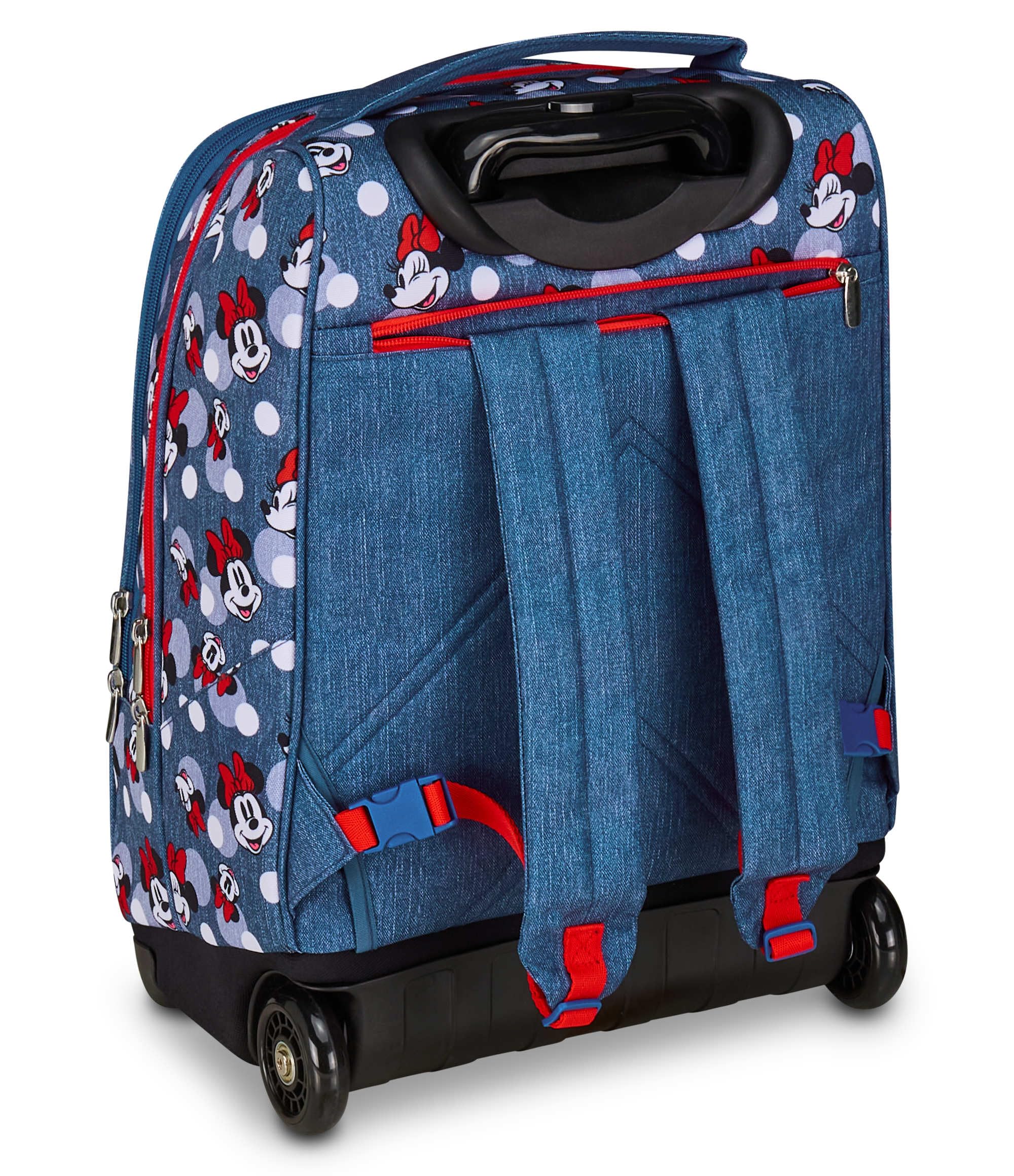 Seven Minnie Big Trolley Scuola Fisso, Blu Denim, 2 in 1, Doppio Uso, Trolley e Zaino, Scuola Elementare, Bambina