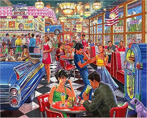 Miniatura 3 de White Mountain Juke Box Diner - Rompecabezas de 500 piezas para adultos y niños - Actividad familiar divertida - 24 x 30 pulgadas