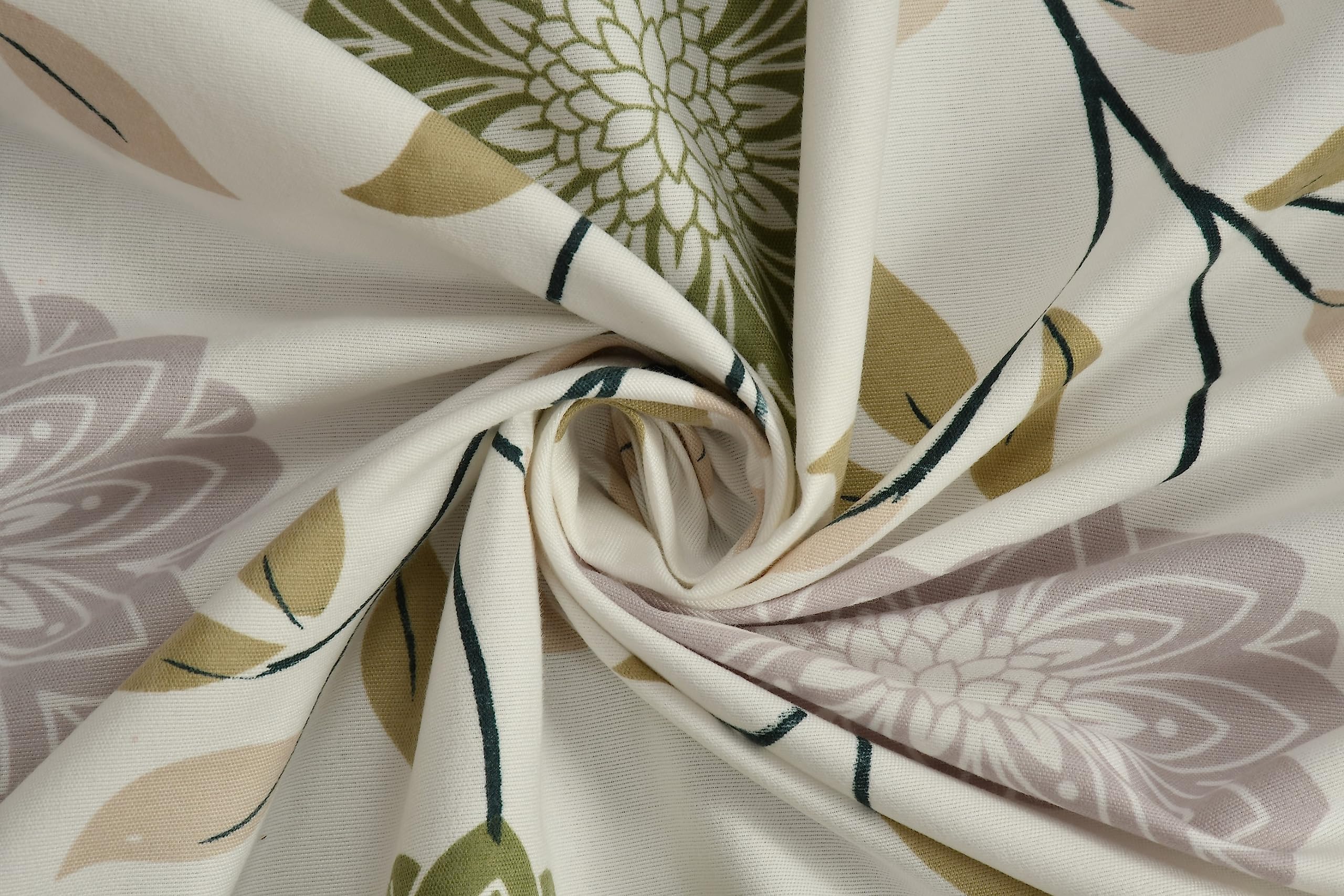 Comfesta Snow White Microfiber 210 TC Bed Sheet Printed (Double Bed with 2 Pillow Covers, King Size / 96 x 90 in / 8 x 7.5 ft, Floral, White & Green)