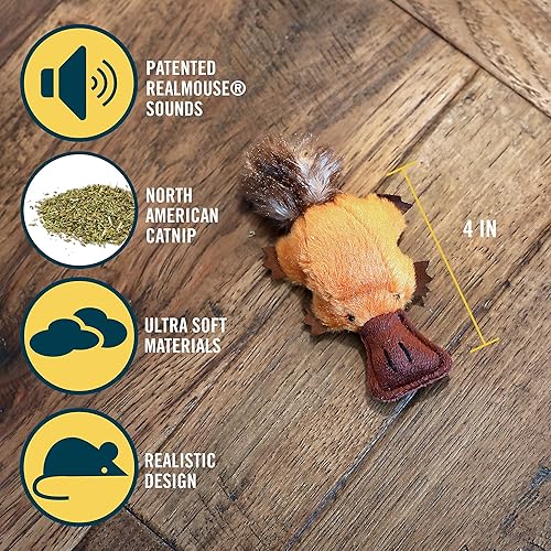 Vista 30 de Juguete para gato OurPets Play-N-Squeak, Ardilla, S, Ardilla