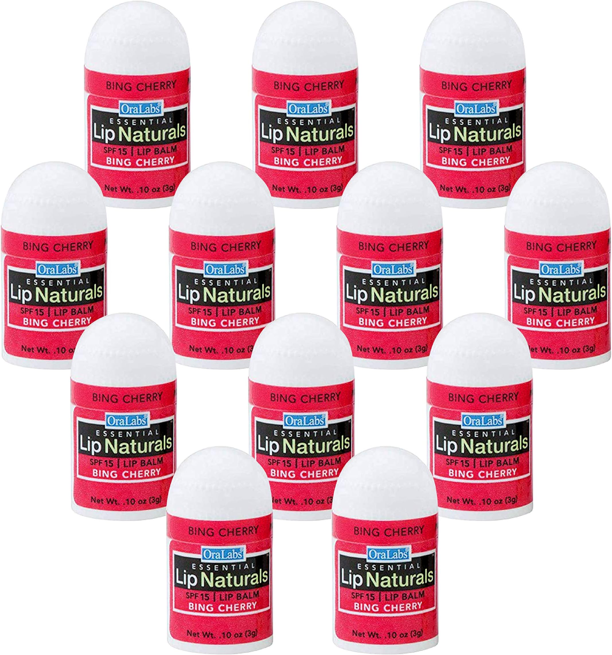 CHAP-ICE Essential Lip Naturals | Mini Lip Balm - 12 Count [SPF-15] (Bing Cherry)