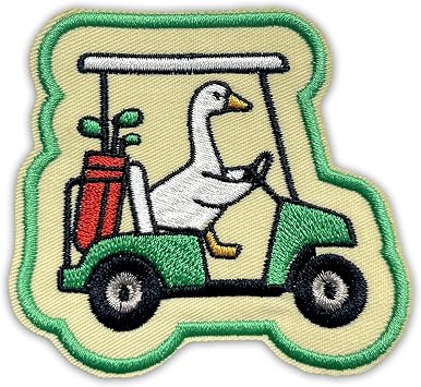 Golf Carts Patch 3 Inches Funny Silly Goose, Going Golfing, Golfers Sports Lover, Iron On/Sew On Embroidery Fabric Applique Patches for Trucker Hat Clothes Backpack DIY Accessories Gifts for Mom Dad