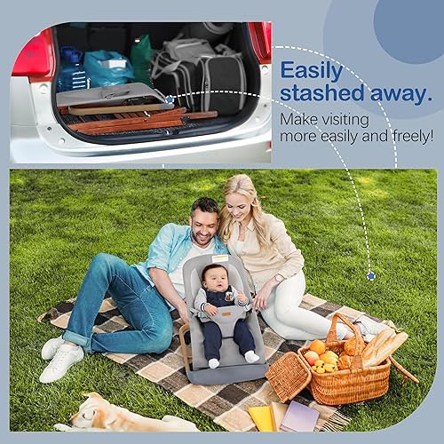 Miniatura 5 de AMKE CooCon - Bouncer para bebé, asiento ergonómico para bebés con 3 posiciones reclinables, asiento de gorila portátil para recién nacido, diseño