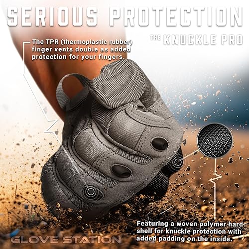 Miniatura 74 de Glove Station - Guantes tácticos para hombre, equipo funcional para pantallas táctiles con protección rígida en los nudillos, para motocicleta