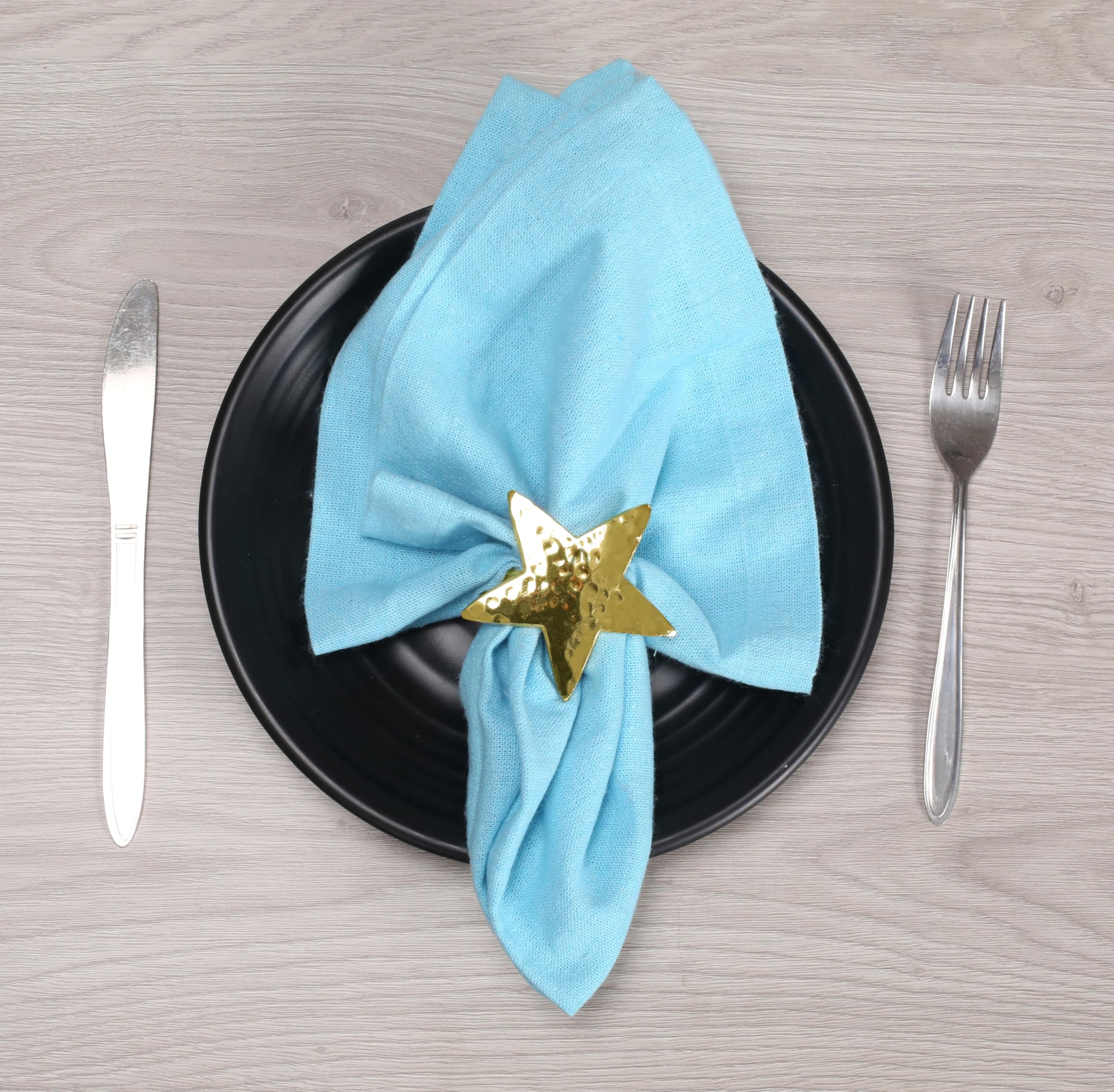 CLEENTABLE 12 portatovaglioli decorativi in metallo a forma di stella, per eleganti decorazioni da tavola, feste, matrimoni, vacanze, cene quotidiane, decorazione metallica per la tavola (oro)