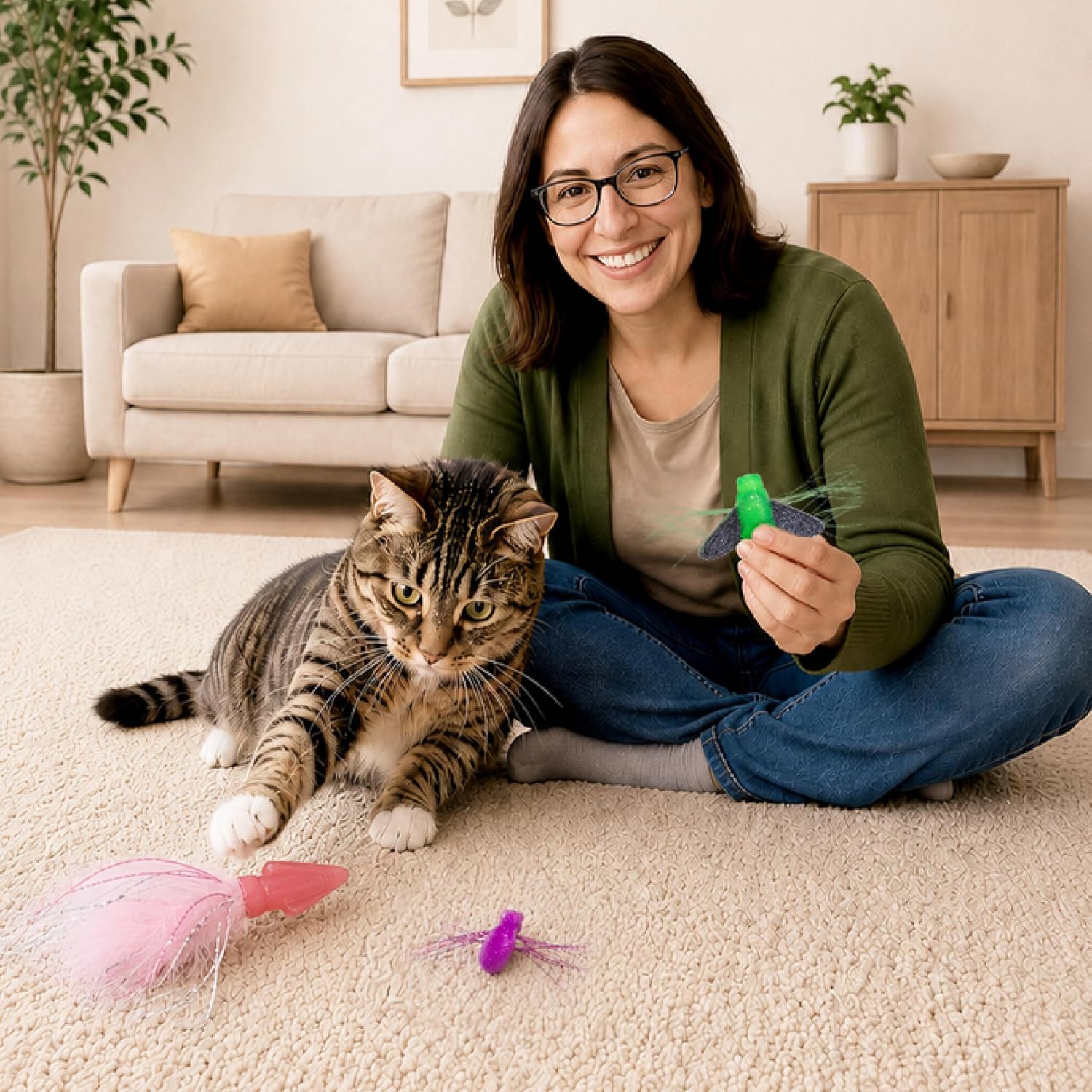 Catstages Squish Prey Cat Toys for Cats & Kittens, Multi-Textured Soft & Squishy for Bat & Carry, Catnip Infused, 2–5" Long, 3-Pack (Squid, Spider, Fly)