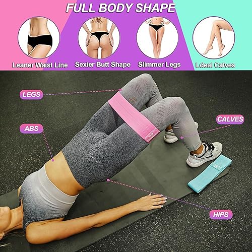 Miniatura 5 de Vikingstrength Bandas para glúteos, bandas de resistencia, bandas elásticas de entrenamiento de 3 niveles para piernas y glúteos, banda