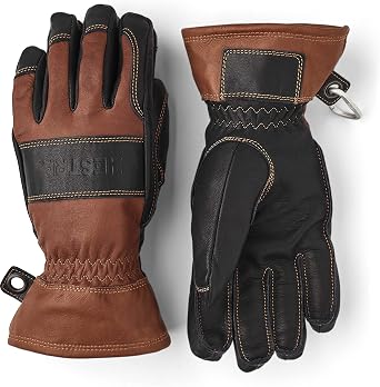 Hestra Unisex Mens and Womens Ski Gloves: Guide Leather Winter Gloves with Wool Lining
