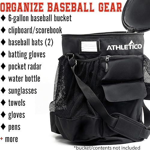 Miniatura 2 de Athletico Organizador de cubierta de cubo de béisbol - Bolsa de cubo de béisbol con asiento acolchado (negro)