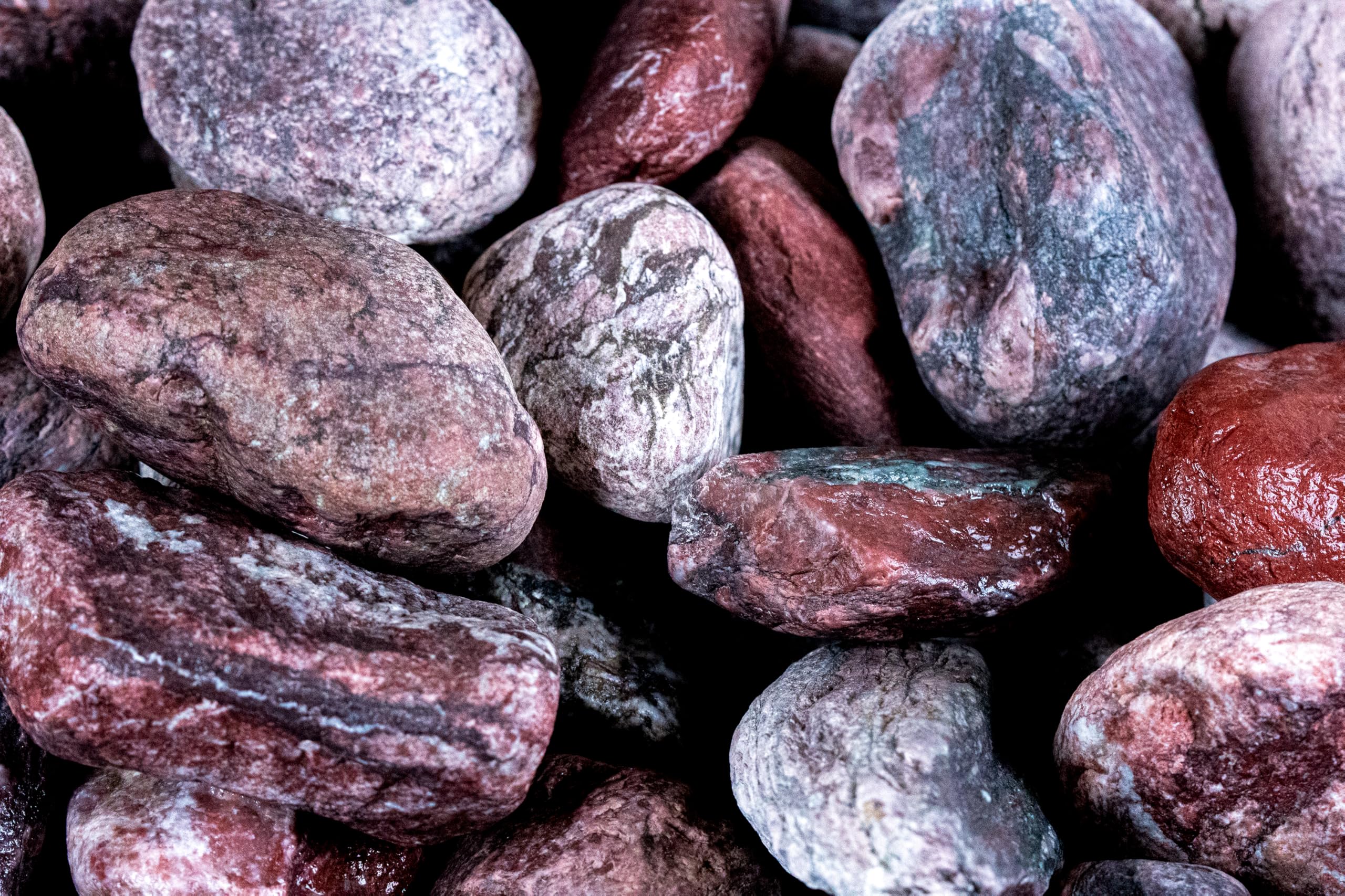 Pierres de sauna - Jaspe rouge - 15 kg - Arrondies, 3 à 5 cm - Grande conservation de la chaleur - Aspect esthétique - Pour poêles électriques