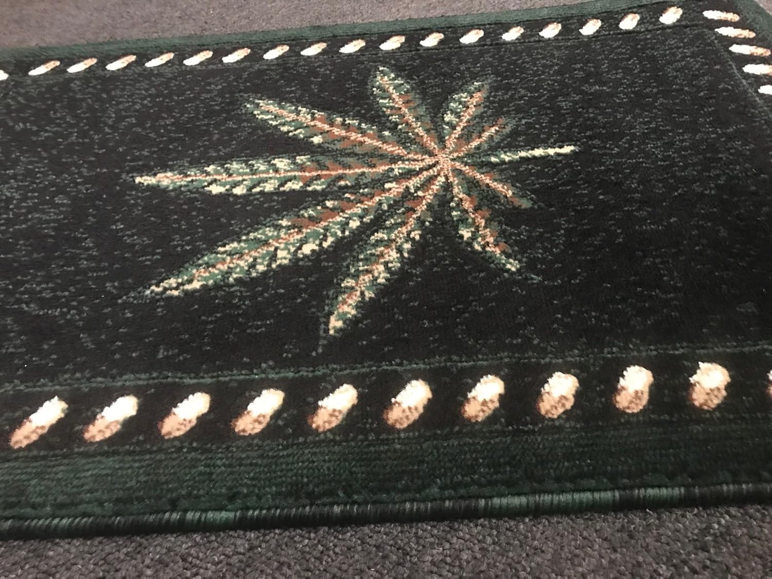 Americana Marijuana Door Mat Rug Black &Green Design#139 (2ftx3ft)