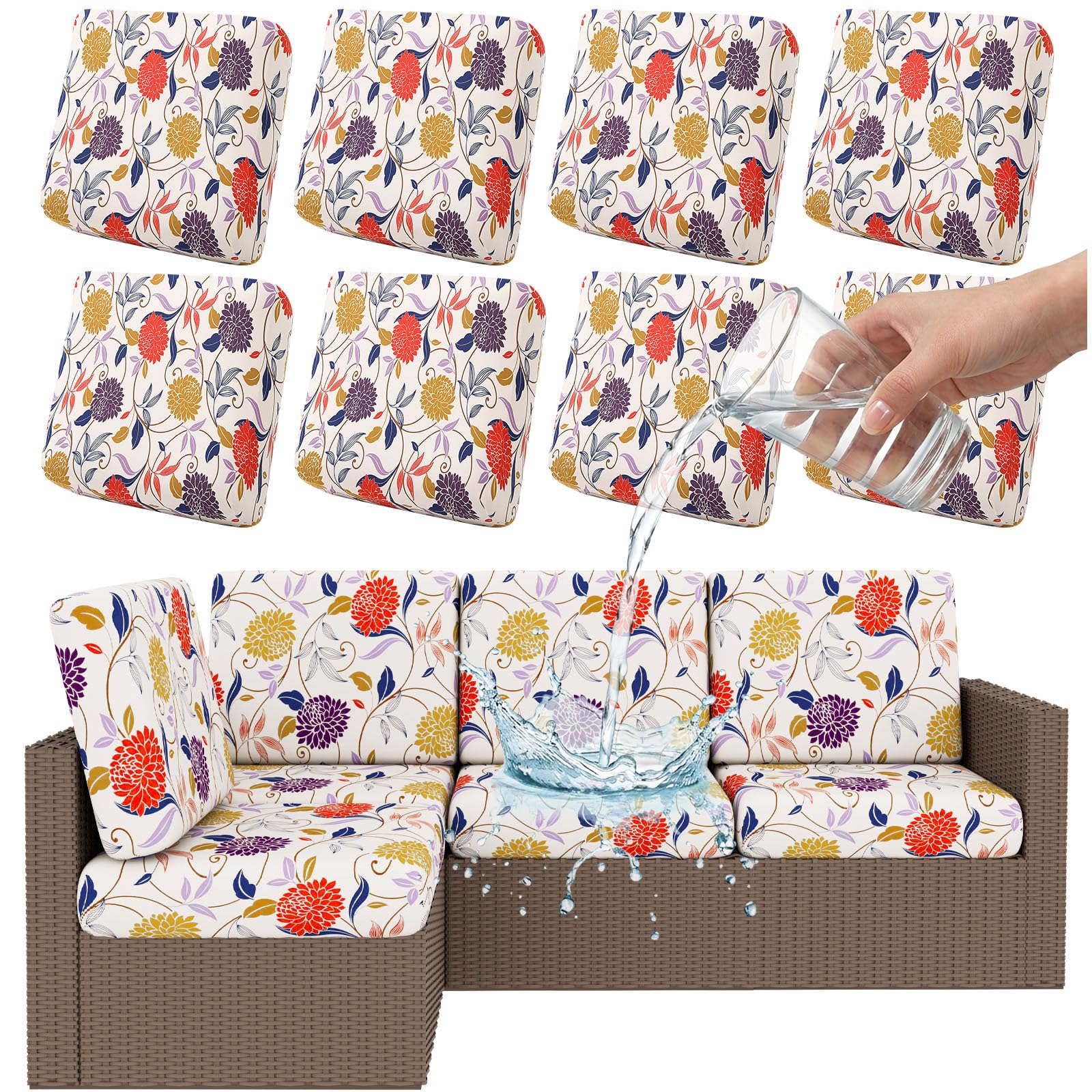 Smiry Waterproof Patio Cushion Covers, Stretch Outdoor Furniture Covers