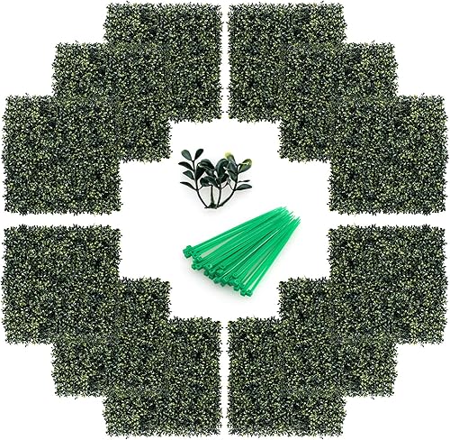 Giantex 12 paneles artificiales de boj de 20 x 20 pulgadas, pantalla de valla de privacidad para jardín, 33.3 pies cuadrados de vegetación