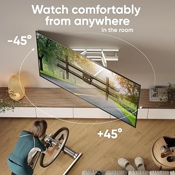 ONKRON Full Motion TV Mount 42-120, 220 lbs, VESA 1000x600, Black-White