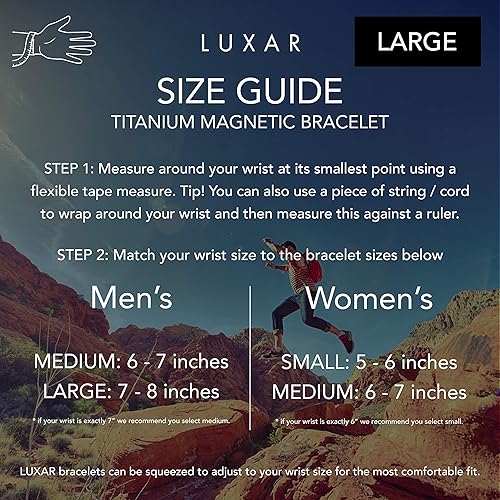 Vista 5 de LUXAR Pulsera de terapia magnética para hombre y mujer titanio sólido o cobre sólido sofisticado brazalete de titanio sólido con imanes