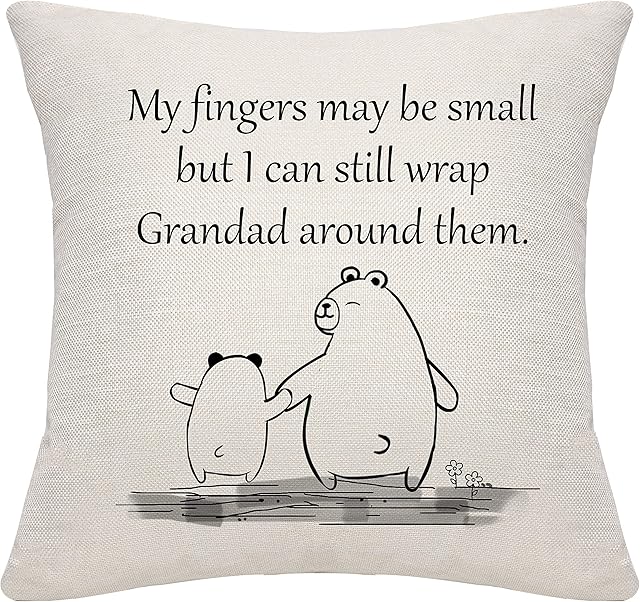 My Fingers May Be Small But I Can Still Wrap Grandad Around Them Cushion Cover Throw Pillow Cover Grandpa gifts Grandad Gifts from Granddaughter Grandson (Grandad)