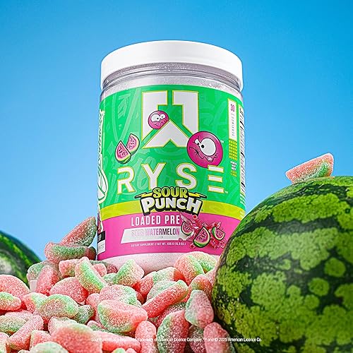 Miniatura 5 de RYSE Loaded Polvo de Pre-Entrenamiento - Sour Punch Sandía - Pre-entrenamiento diario para hombres y mujeres con 300mg de cafeína, beta alanina y