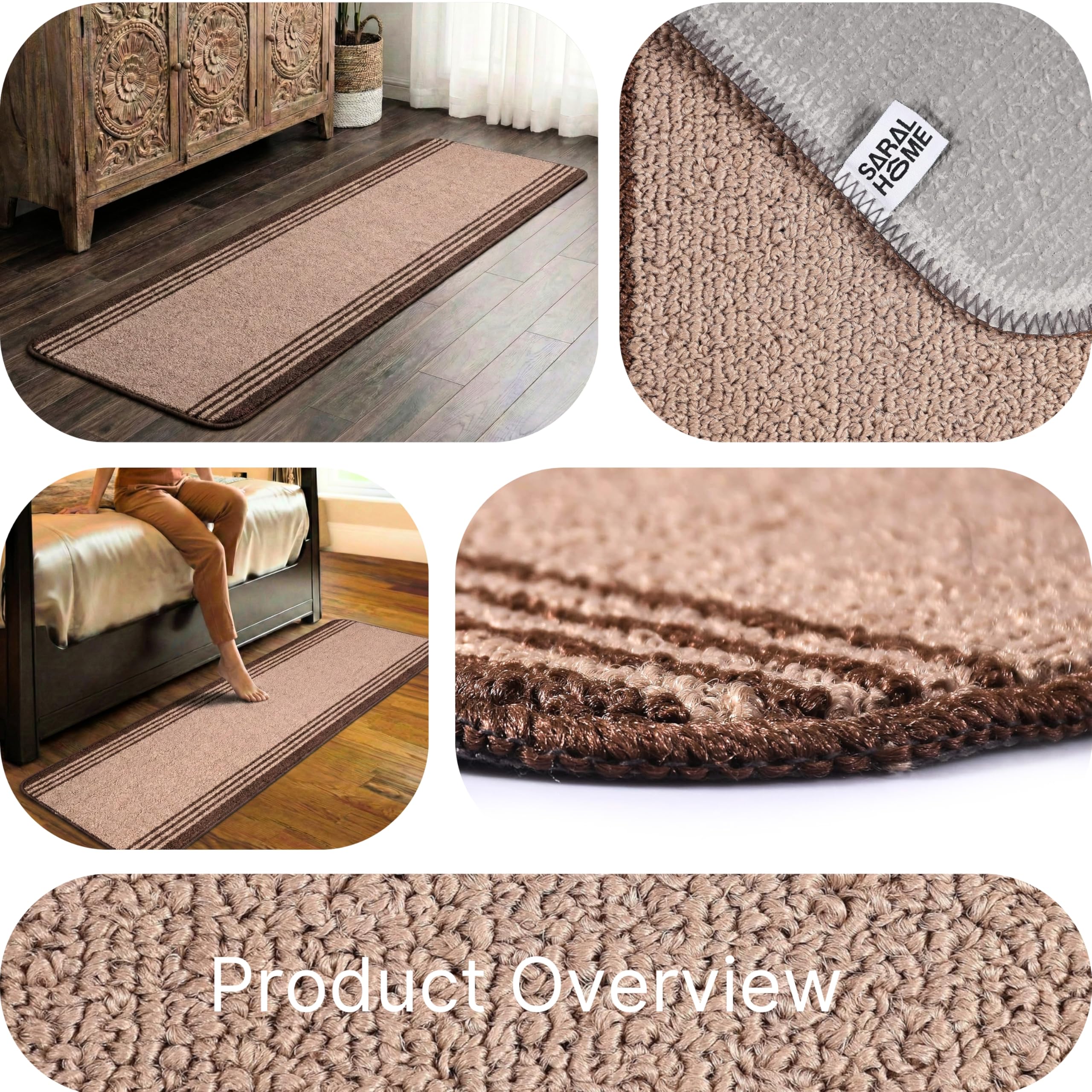 Saral Home Power Soft PP Yarn Durable & Washable Multipurpose Runner for Home/Kitchen/Living Area/Lobby/Office Entrance with Anti Skid Backing (Beige, 40 Cm X 180 Cm) 4
