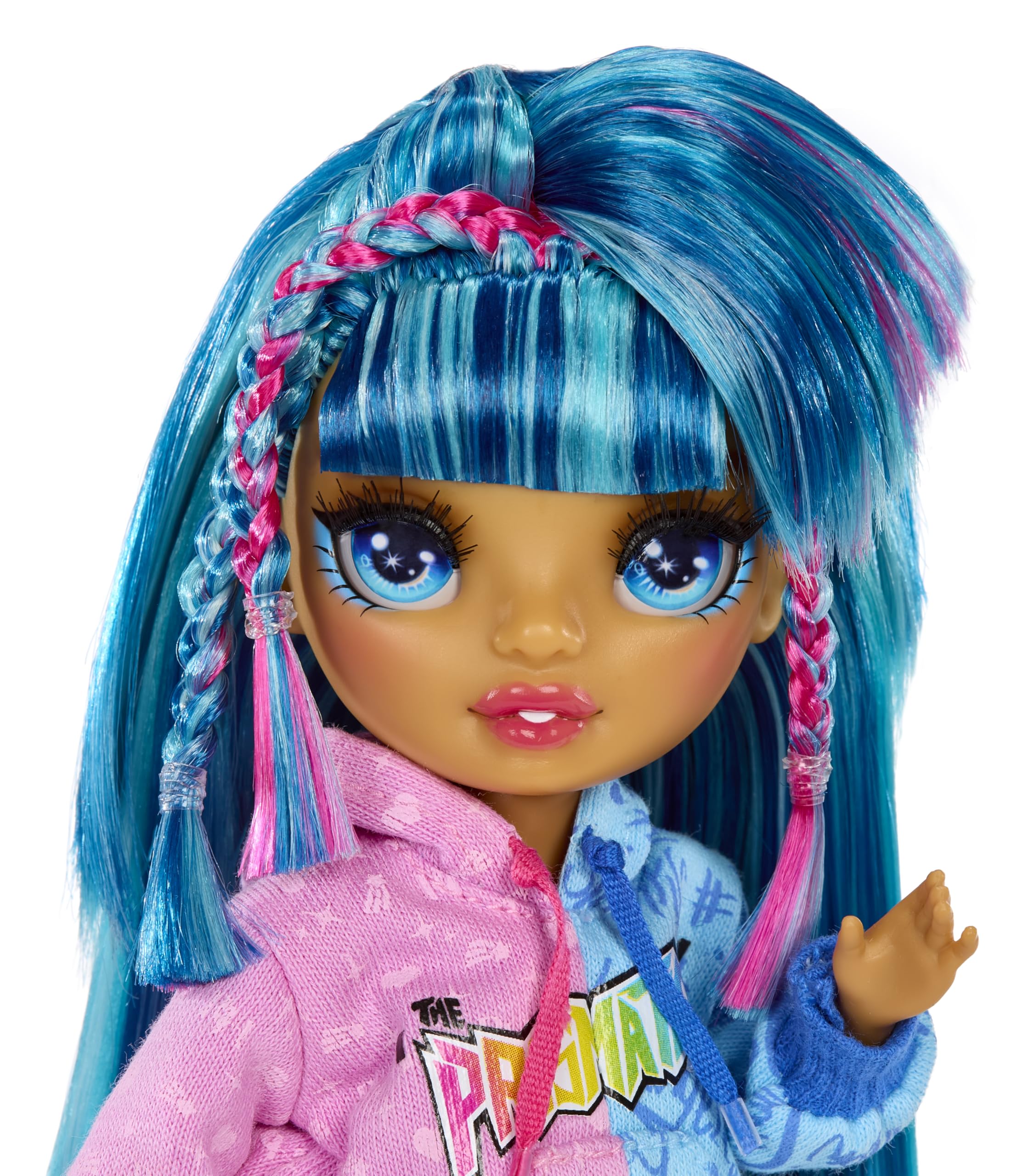 Rainbow High Junior High Rock Band - Skyler, Blu - Bambola Fashion di 23 cm con Microfono, Amplificatore, Personalizzabile con Adesivi, Snodata, età: 4+