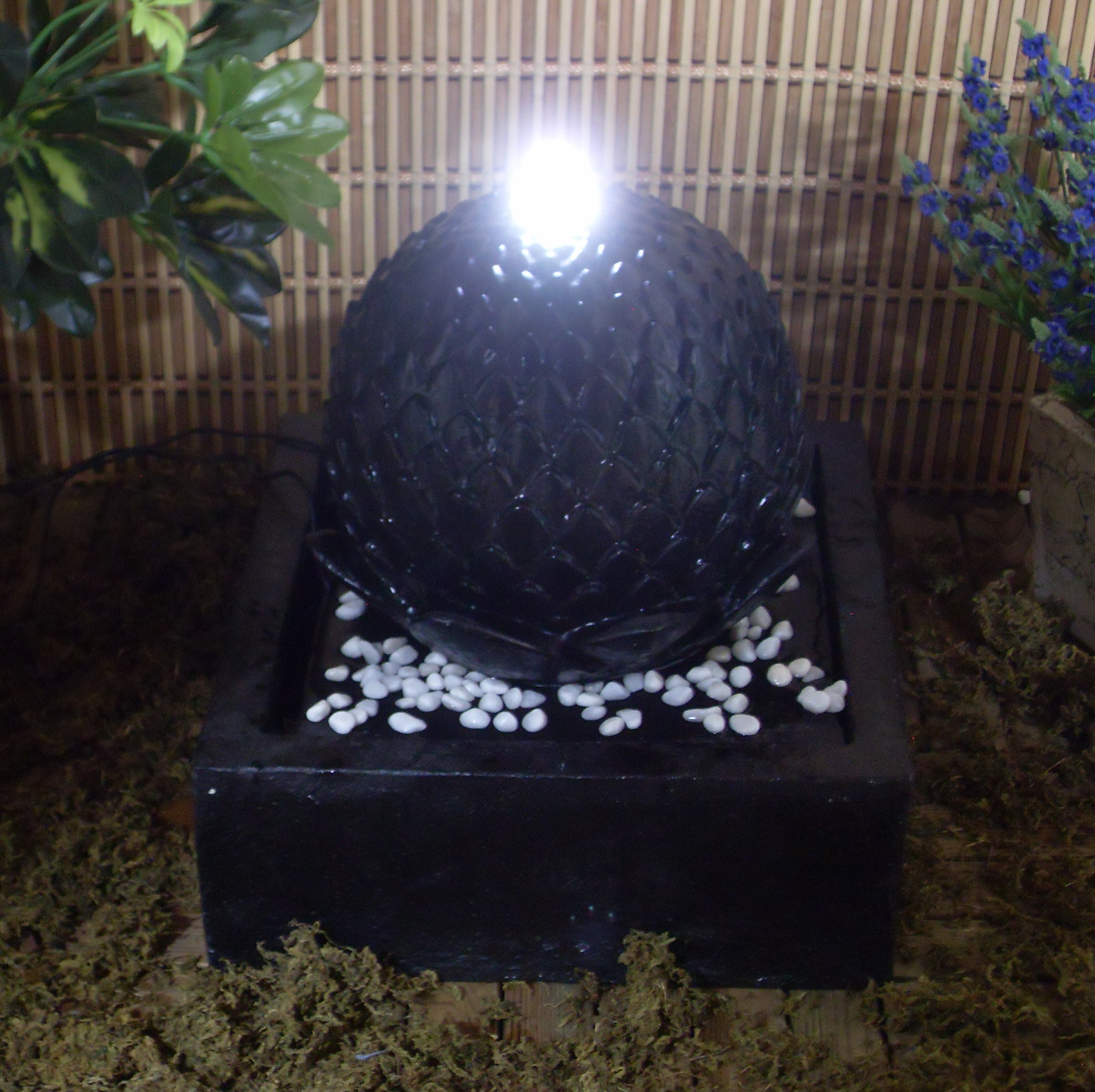 Solarbrunnen Lotus Solarspringbrunnen mit Memoryfunktion Garten Brunnen Komplettset für Garten, Zengarten und Terrasse Tag und Nacht !!!