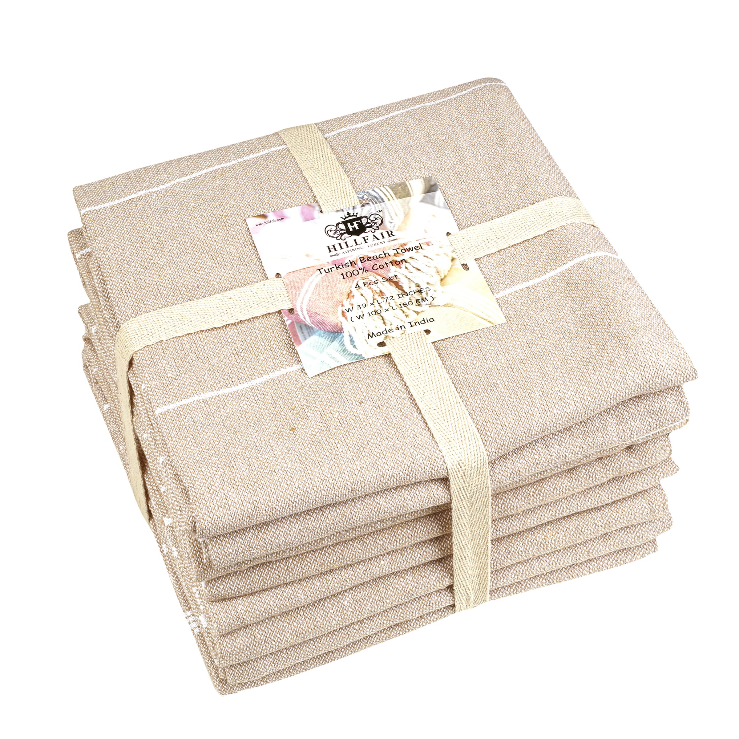 HILLFAIR 100% Cotton Turkish Beach Towels - 39" X 72" XXL Oversized, Sand-Free, Set Of 4 (Sky Blue)
