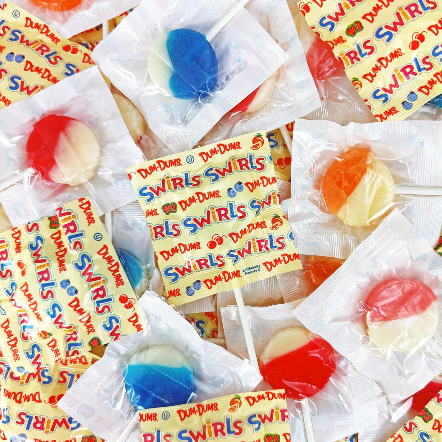 Dum Dums - Swirls Flat Lollipops Individually Wrapped - Classic Suckers & Lollipops for Kids, Toddler Pops, Bulk Candy Suckers - Gluten-Free, Kosher, Assorted Flavors - 750+ Count Case