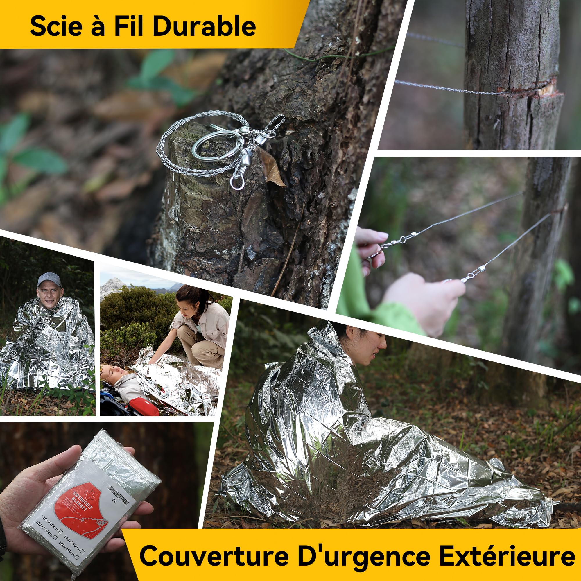 14 en 1 Trousse de Survie Trousse de Survie Polyvalente Trousse de Premiers Soins pour Les Sports de Plein Air, Le Camping, l'alpinisme, Les Pierres Ignifuges