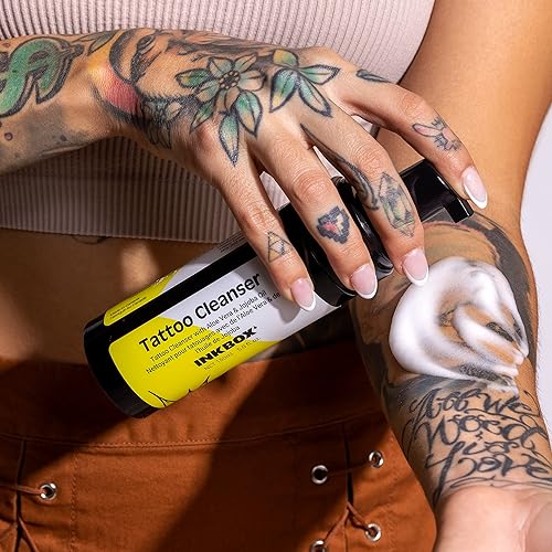 Miniatura 6 de inkbox Limpiador de cuidado posterior de tatuajes con aloe vera y aceite de jojoba, para tus tatuajes permanentes de la vida real, limpia la piel