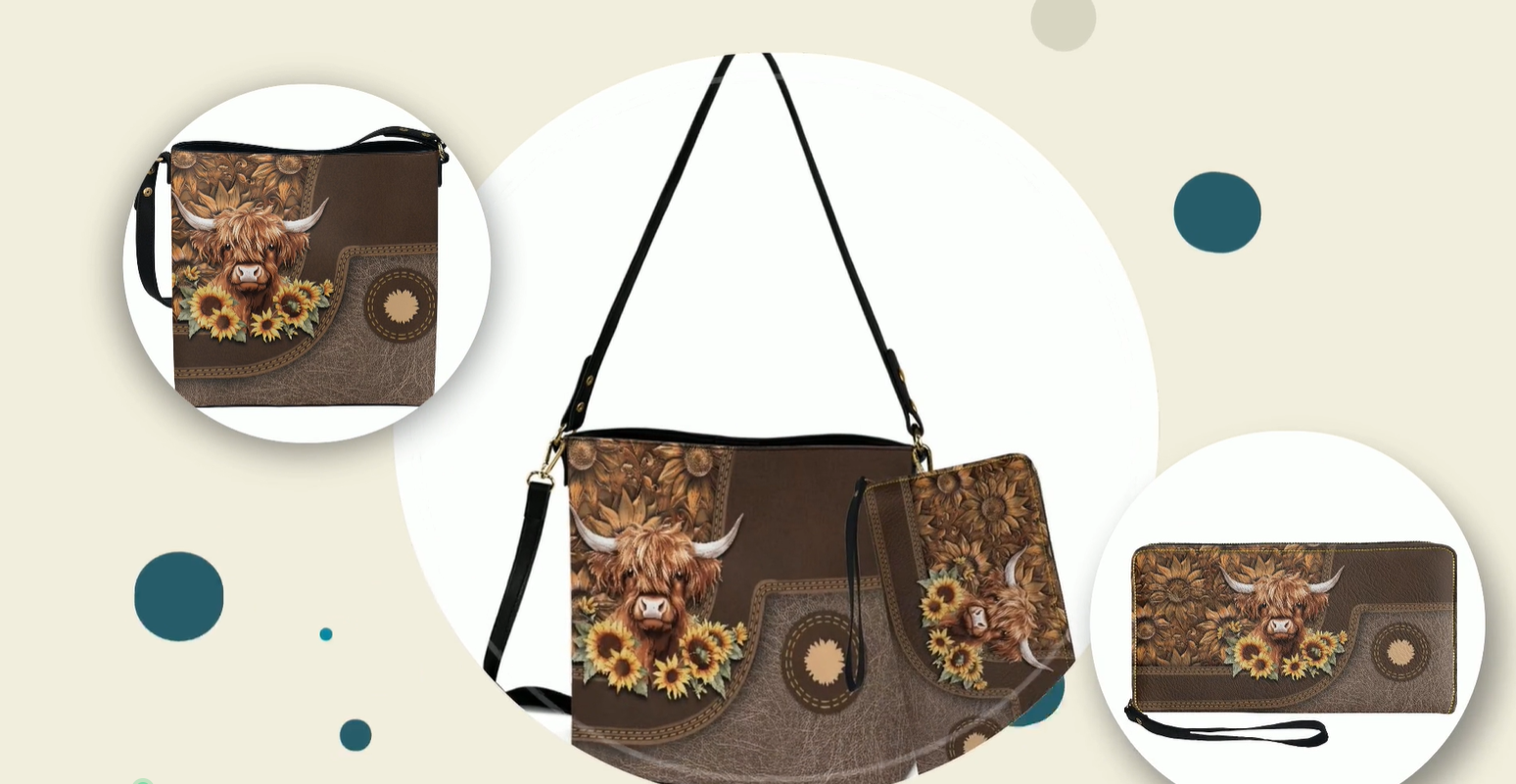 Set de bolso bucket y billetera para mujer de cuero miniatura 6