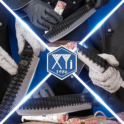 Miniatura 8 de XYJ Cuchillo de cocina de espiga completa, cuchillo de cocina para carne y verduras, cuchillo de chef para deshuesar, con bolsa portátil, tijeras de