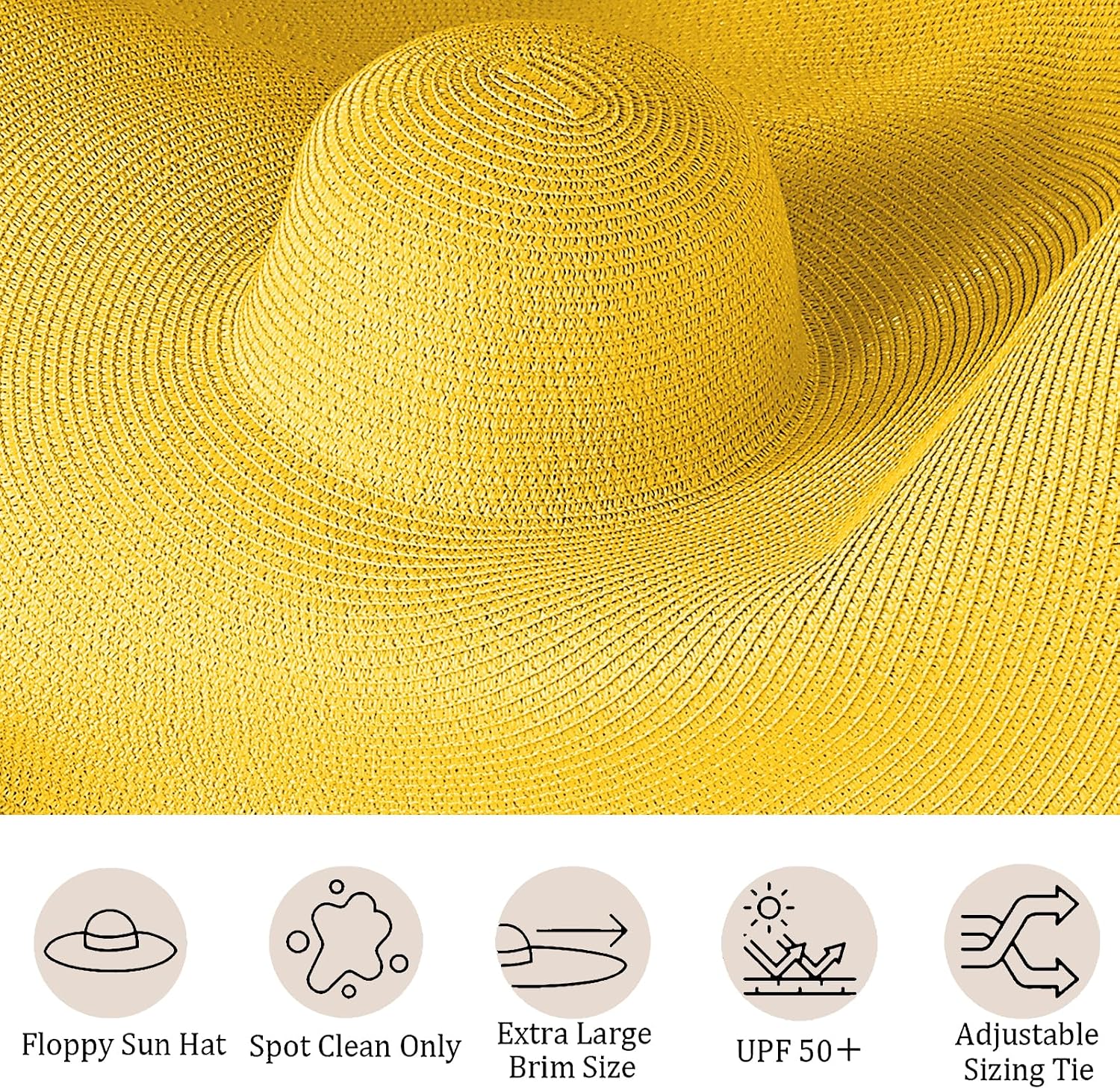 Oversized Beach Straw Hat for Women Fashion Large Wide Brim Visor Hats Summer Roll Up Floppy Sun Hat for Beach Cap Foldable