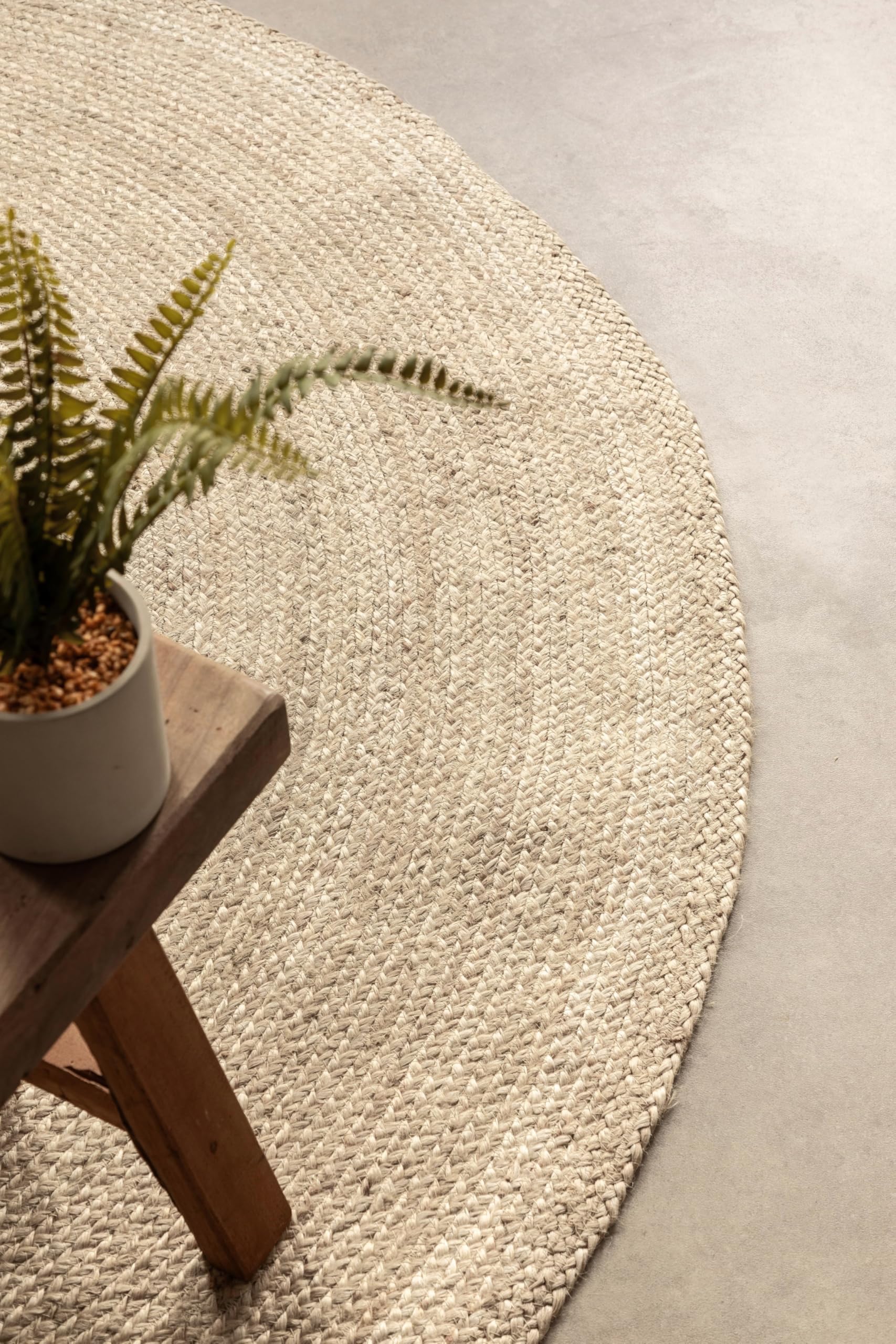 Hanse Home Tappeto in Iuta Rangpur Rotondo, Naturale, Tessuto a Mano ed Ecologico, per Soggiorno, Camera da Letto, Sala da Pranzo, Corridoio, Cucina, Bianco, 100 cm