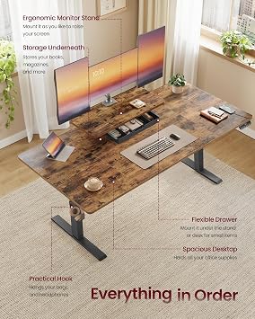 VASAGLE Electric Standing Desk, Height Adjustable, 140 x 70 cm