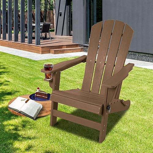 Miniatura 2 de Kozyard Silla Adirondack plegable, sillas de patio al aire libre, silla de cubierta de resina plástica HDPE, pintada resistente a la intemperie,