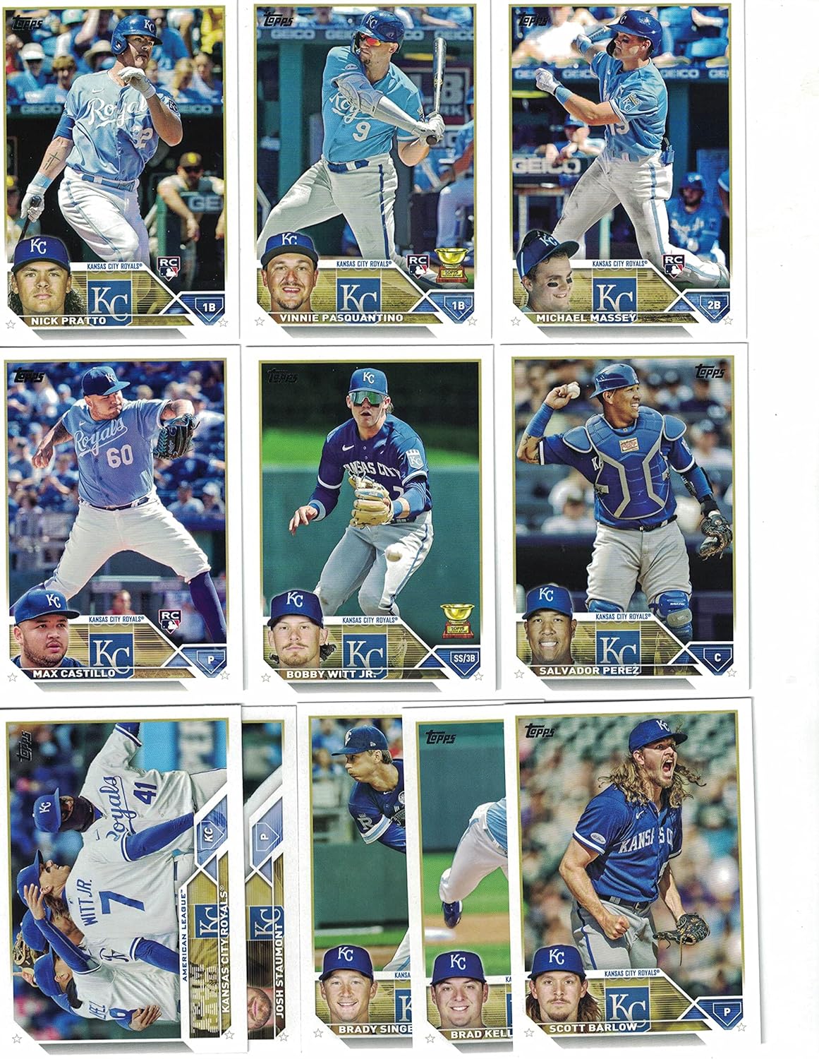 Kansas City Royals / 2023 Topps (Series 1 and 2) Team Set with (21) Cards! PLUS the 2022 Topps Royals Baseball Team Set (Series 1 and 2) with (20) Cards. ***INCLUDES (3) Additional Bonus Cards of Former Royals Greats George Brett, Dan Quisenberry and Bo Jackson! ***